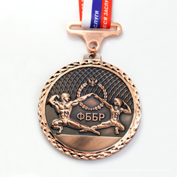 Oem Liga de Zinco Logotipo Personalizado Medalha de Cobre Rodada Medalha de Prêmio de Lembrança